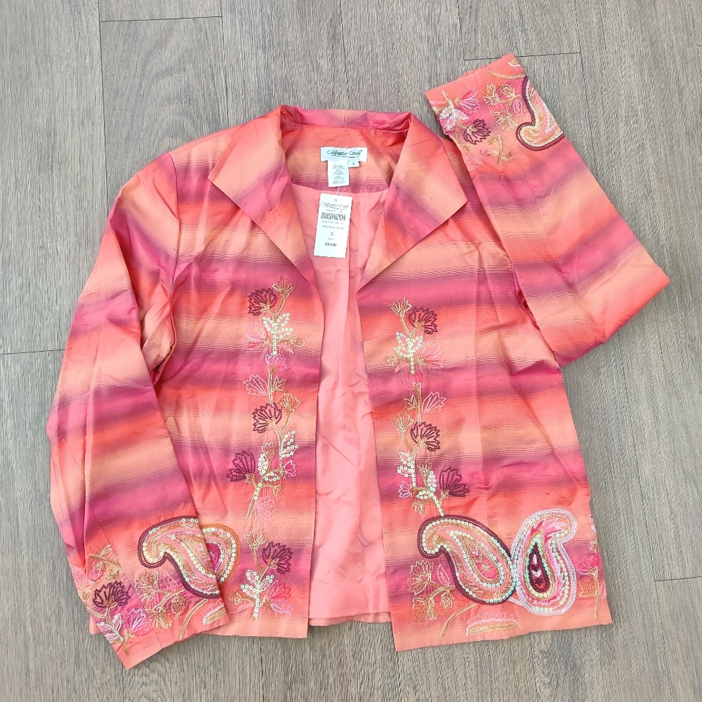 Coldwater Creek Silk Blend Embroidered & Sequin Embellished Jacket